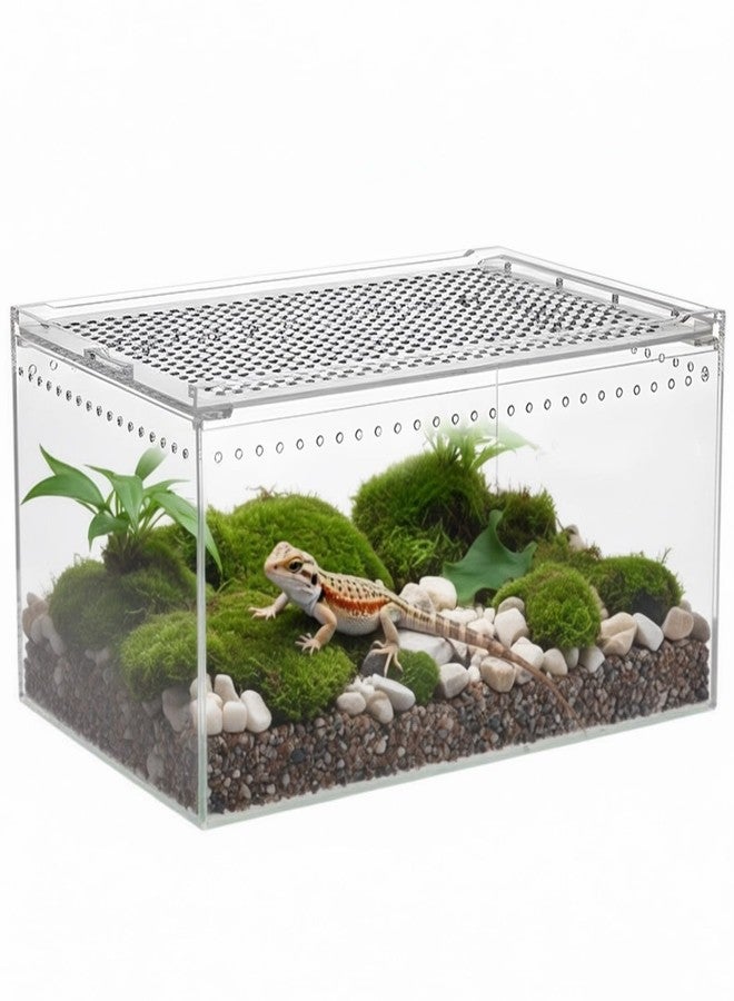 Varku Reptile Terrarium Enclosure, 11.8 x 7.9 x 5.9 in / 30 x 20 x 15 cm Acrylic Tarantula Breeding Box, Transparent Jumping Spider Cage, Snake Terrarium - Image 1